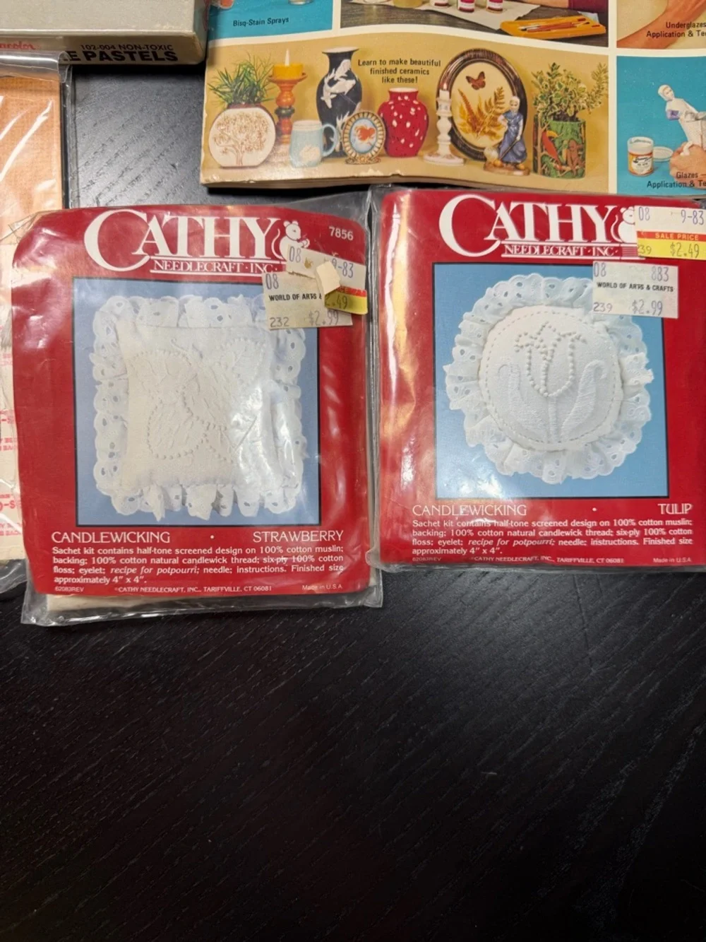 Vintage Craft Lot - Needlecraft Kits,‎ Pastels,  Transfer Art, DIY Supplies